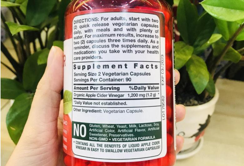 Thuốc giảm cân Apple Cider Vinegar 1200mg review