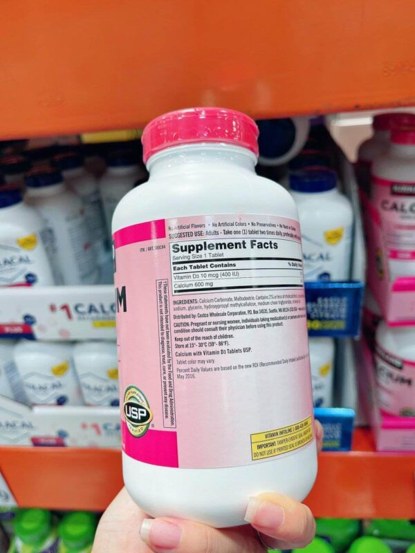 Viên uống Canxi Kirkland Calcium 600mg + D3