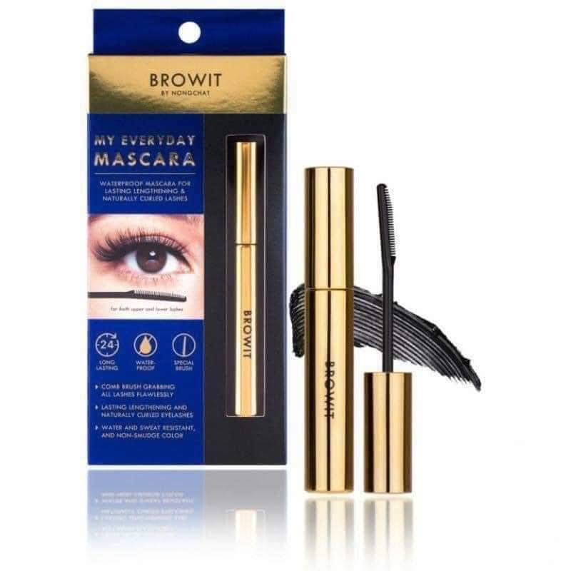 Mascara Browit Nongchat màu xanh: mascara 1 đầu vừa giúp làm tơi vừa giữ mi cong cực tốt.