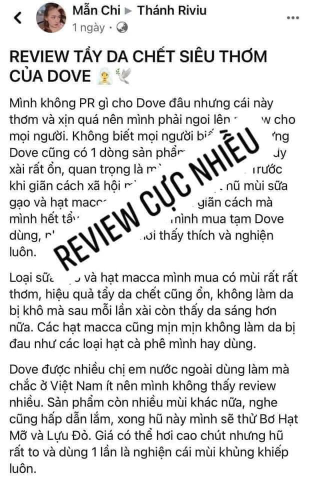 Tẩy tế bào chết Dove REVIEW