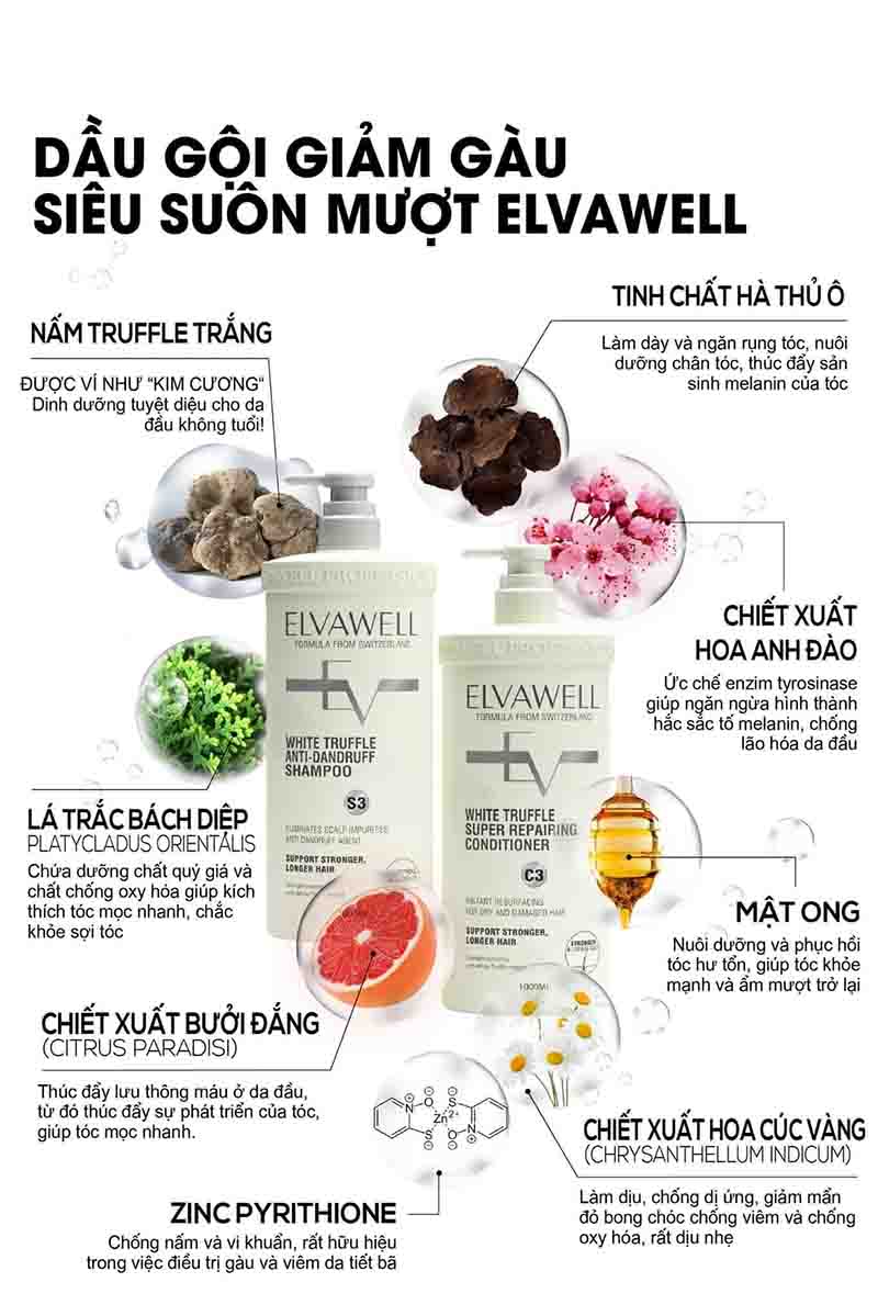 Dầu gội đầu Elvawell trắng