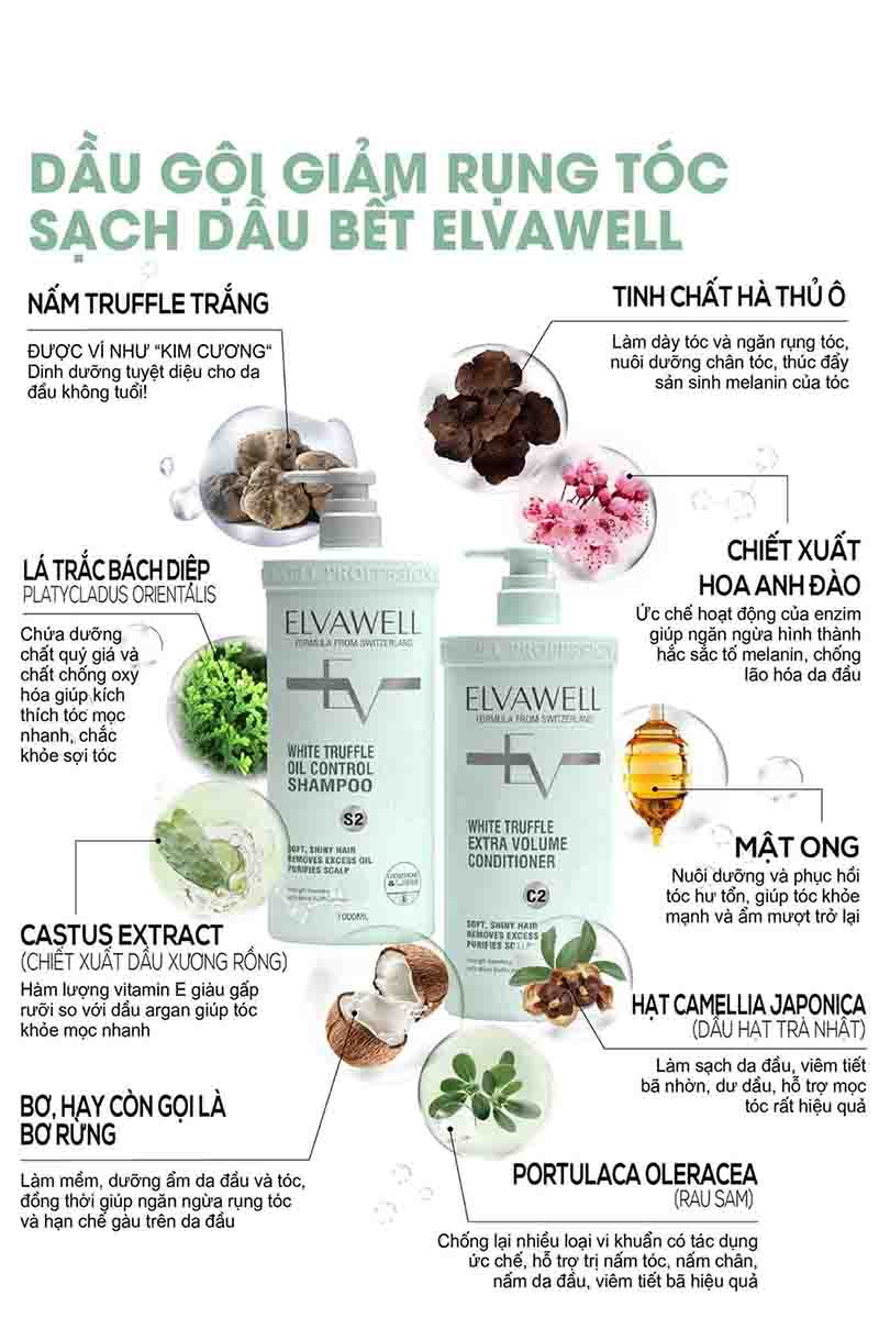 Dầu gội đầu Elvawell xanh