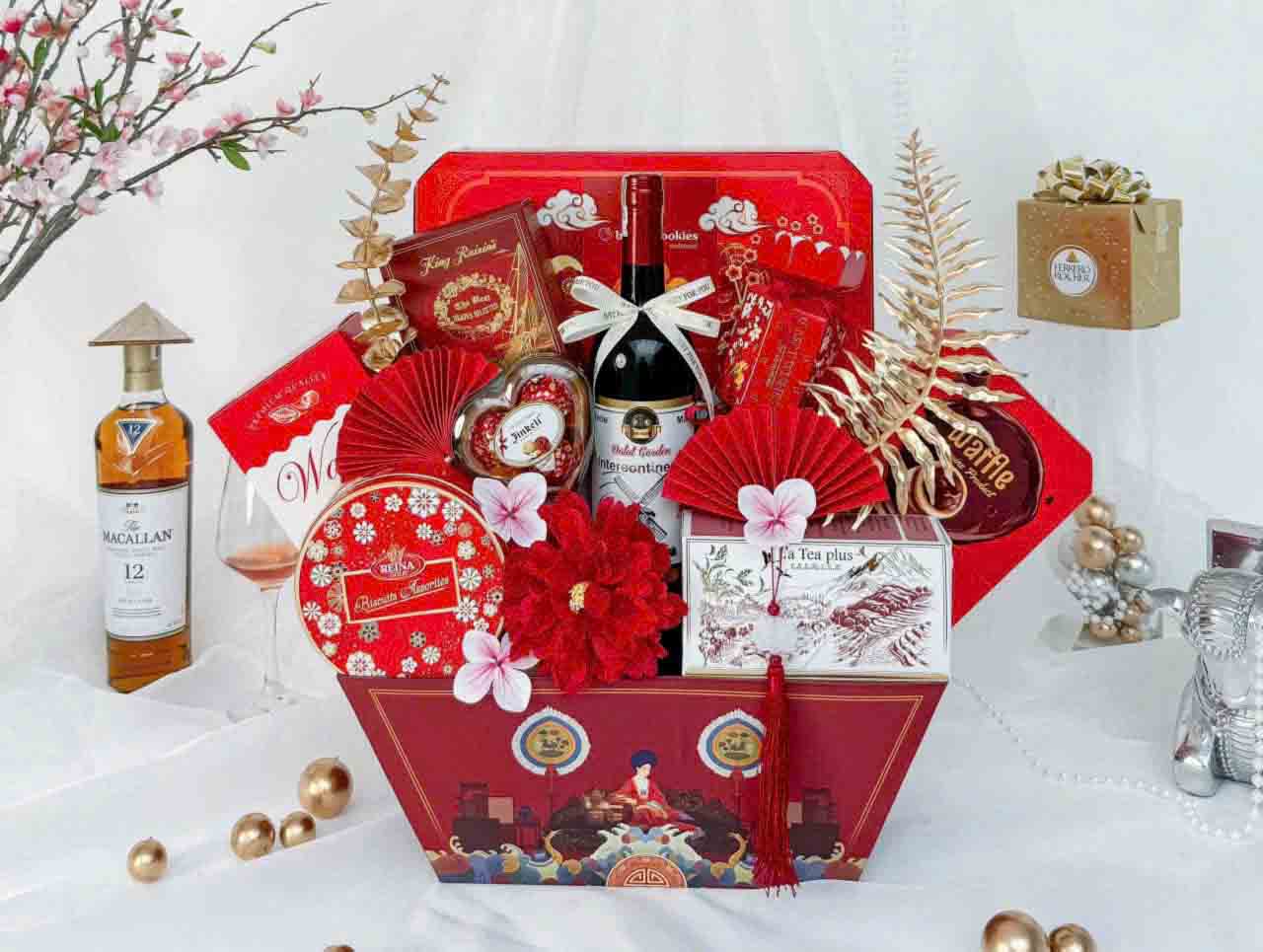 Giỏ quà tết bánh kẹo XTN01 đỏ