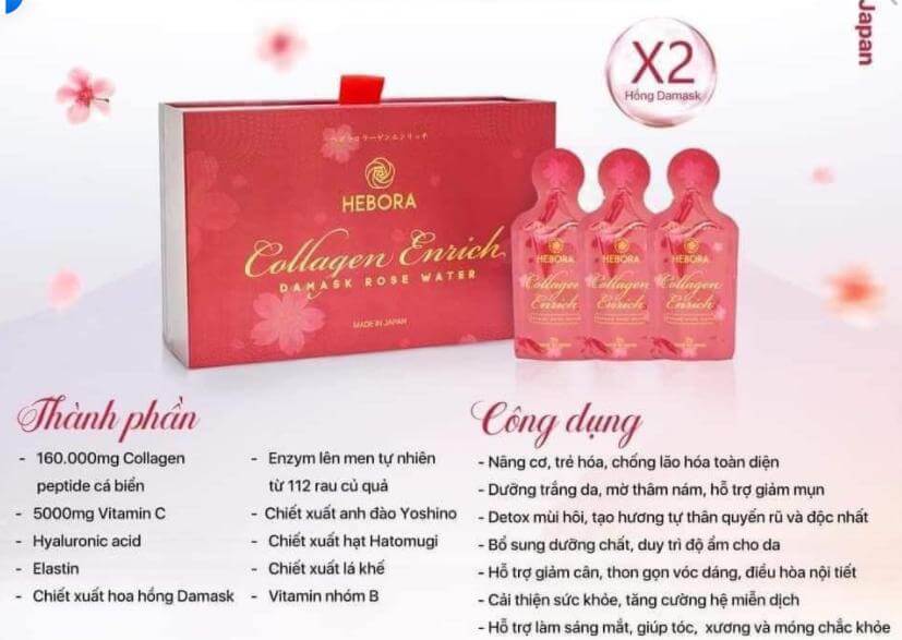 Công dụng của Hebora Collagen Enriched Japan