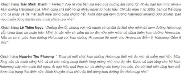 Kem dưỡng Hatomugi 300g review