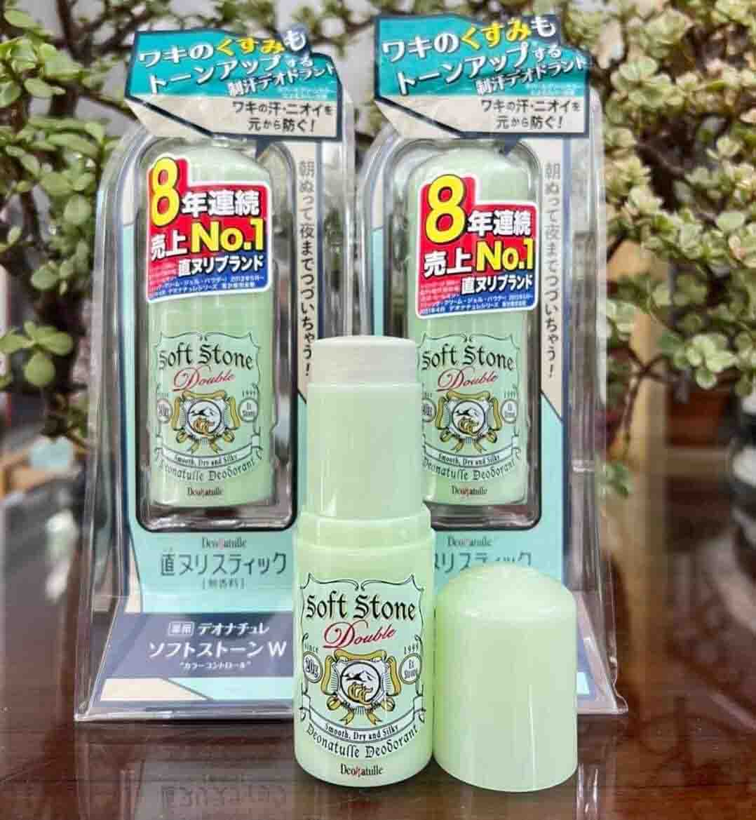 Lăn khử mùi đá khoáng soft stone xanh lá
