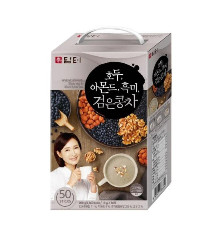 Ngũ cốc đậu đen, hạnh nhân, hạt óc chó Damtuh Hàn Quốc Hộp 50 gói x 18g
