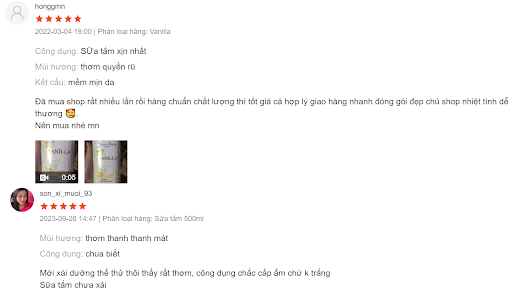 Review sữa dưỡng thể Vanilla