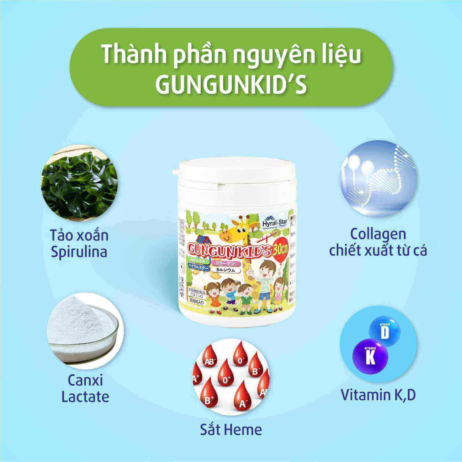 Thành phần của tảo hỗ trợ tăng chiều cao Gungunkid’