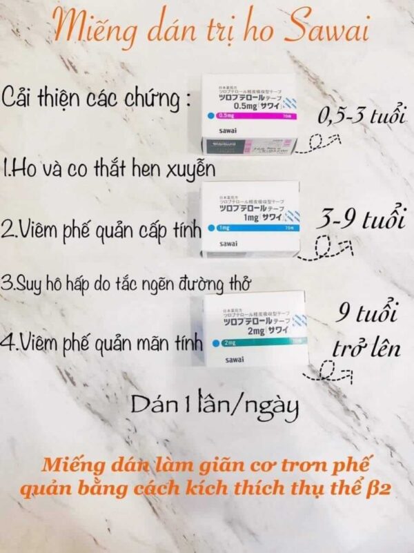 Miếng Dán Trị Ho Sawai 0,5mg Của Nhật