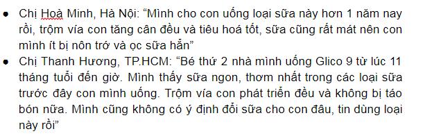 Review sữa Glico số 1