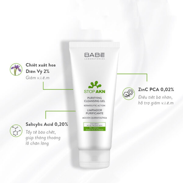 Sữa rửa mặt Babe Stop AKN Purifying Cleansin...