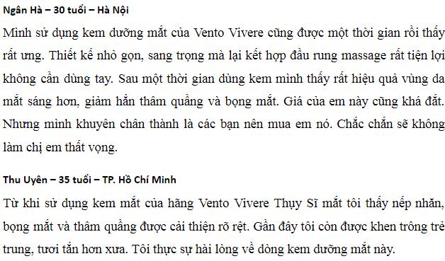 Review kem mắt Vento