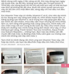 Review kem dưỡng ẩm Vitamin Tree Water Gel Sheis