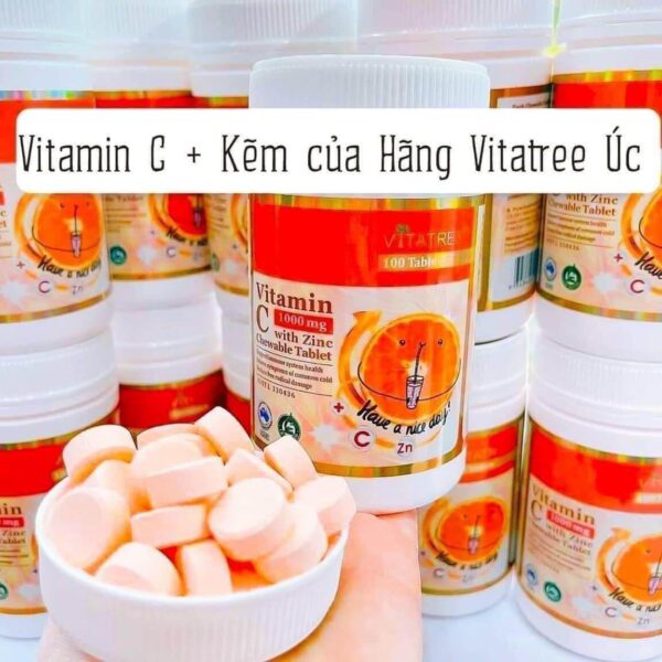 Viên nhai Vitatree Vitamin C 1000mg + ZinC 100 vi...