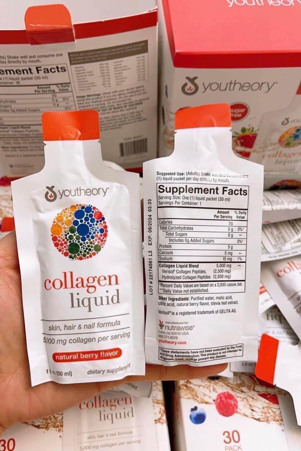 Hướng dẫn sử dụng nước uống Collagen Liquid Youtheory dạng gói 30ml 
