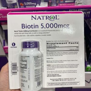 Viên ngậm Biotin Natrol 5000mcg hương dâu 25...