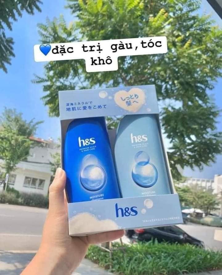HS bộ màu xanh dương chăm sóc tóc hư tổn và đặc trị gàu