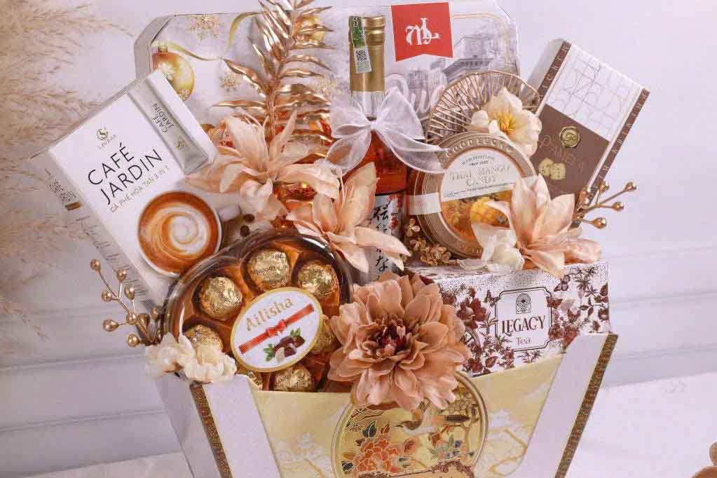 giỏ quà bánh kẹo XTN01 trắng