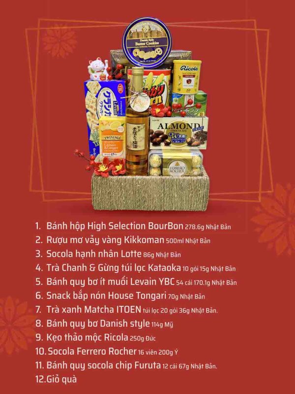 Giỏ bánh kẹo Tết QTBK12