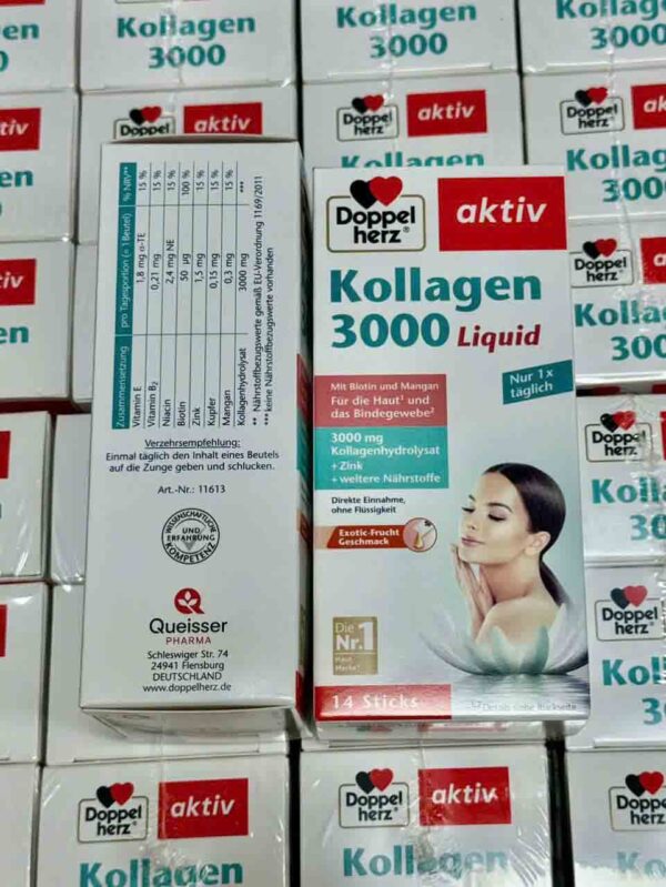 Nước uống Doppelherz Kollagen 3000 Liquid Đức chính hãng 14 gói - Hình ảnh 2