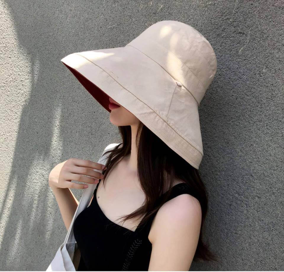 Nón vải chống tia UV 2 mặt rộng vàng cao cấp