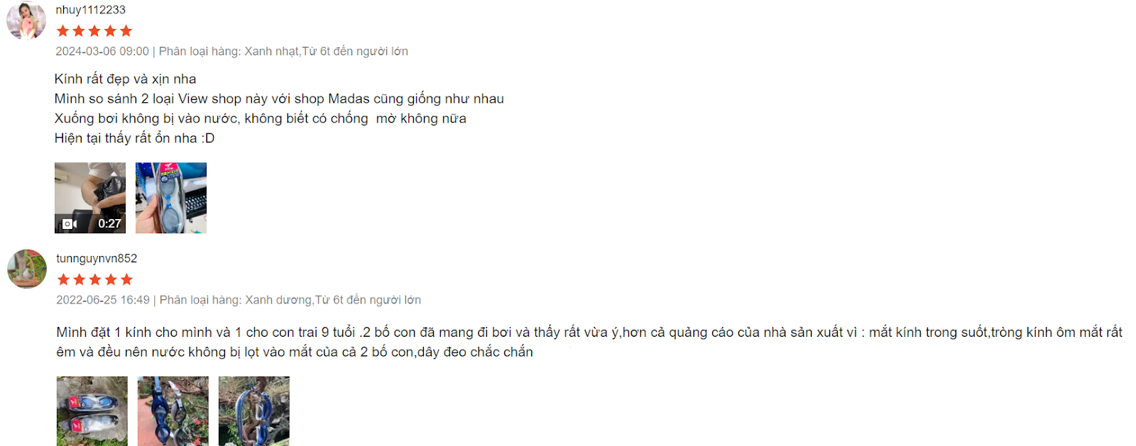 review kính bơi view của nhật