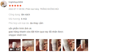 review lăn nách vichy trắng