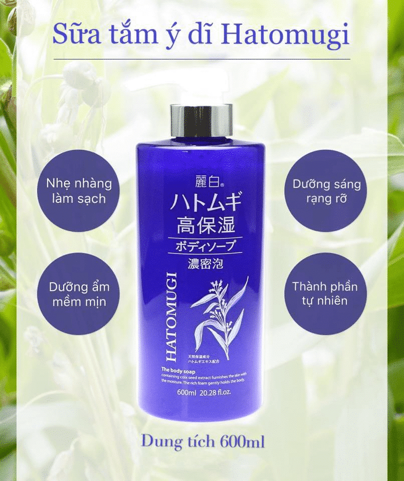 sua tam y di hatomugi mau xanh 600ml