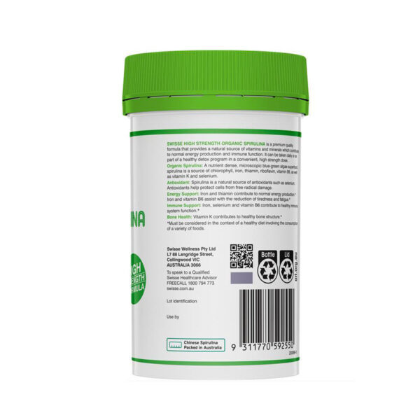 Tảo xoắn hữu cơ Swisse Organic Spirulina Ú...