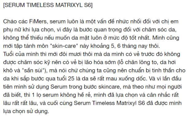 Timeless Matrixyl Synthe 6 REVIEW