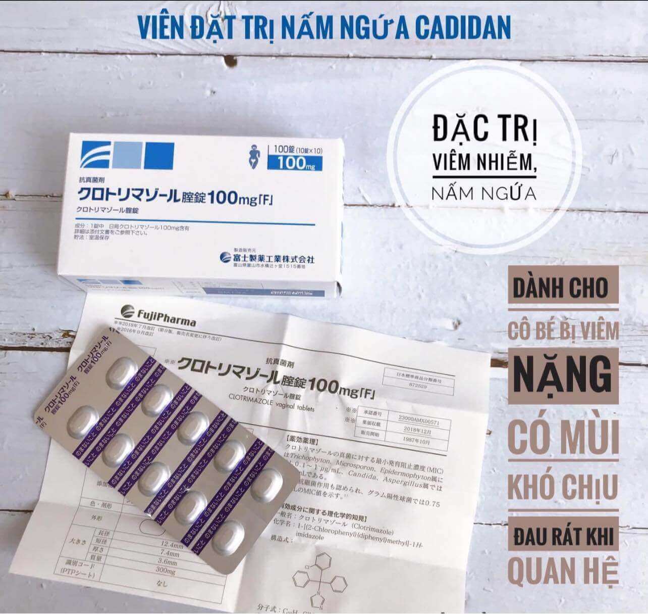 Công dụng viên đặt trị nấm Elcido 100mg