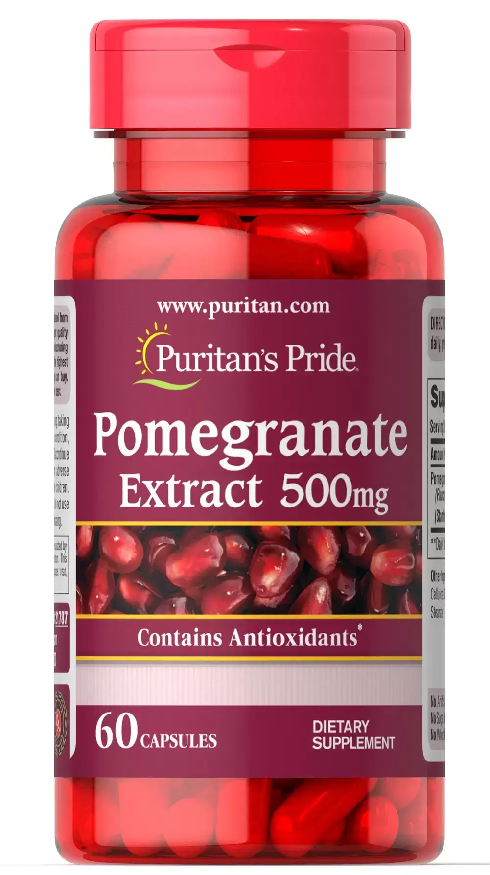 Viên uống chống nắng lựu đỏ Puritan’s Pride 500mg 60 viên.