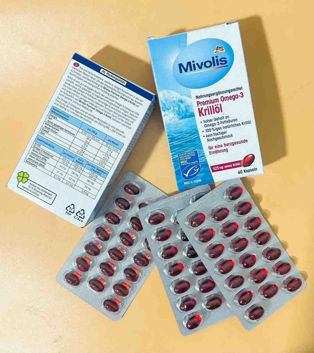 viên uống dầu nhuyễn thể Mivolis Premium Omega 3 Krillöl